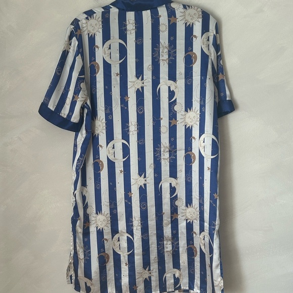 Celestial night sky astronomy astrology satin pyjama nightshirt lunar vintage - Picture 6 of 6